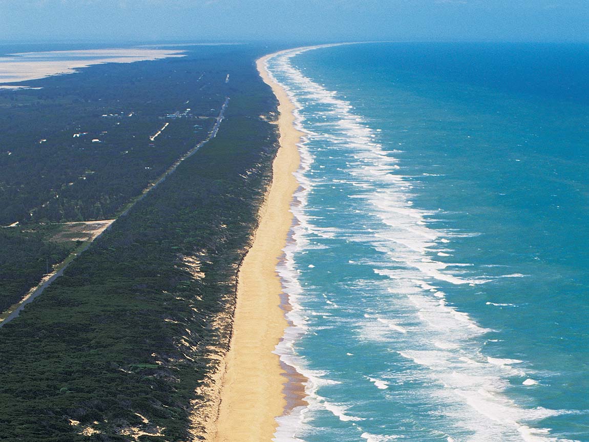 Aerial view of Ninety Mile Beach, Gippsland, Victoria, Australia